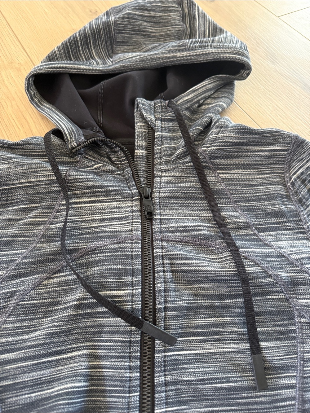 Lululemon Hooded Define Jacket Heathered Navy White Stripe Size 4 - Picture 4 of 6